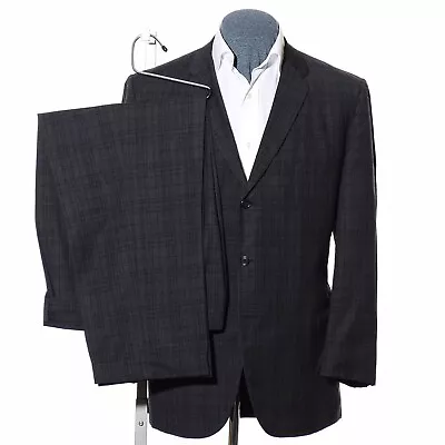 42R Vintage 60s 3-Button Mod Gray Plaid Wool 2-Piece Suit 34x28 Trousers Jacket • $198