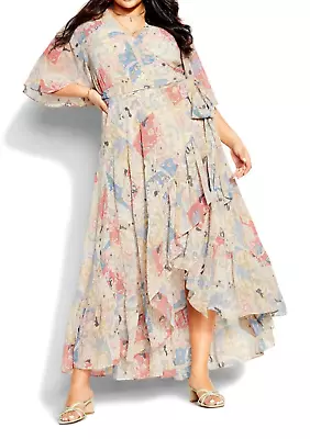 NEW City Chic Ladies Rose Soft Nouveau Wrap Maxi Dress Plus Size M 18 #L92 • $54.55