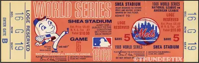 1 1969 WORLD SERIES NEW YORK METS UNUSED FULL TICKET  Game 5 Laminated Reprint • $9