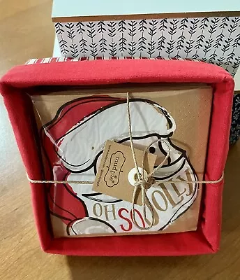 Mudpie - Santa  Napkin  Set With Fabric Holder • $10