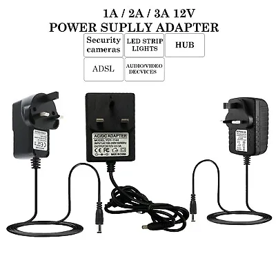 Ac Dc 12v 1a/2a/3a Power Supply Adapter Charger For Camera Led Strip Light Cctv • £2.05