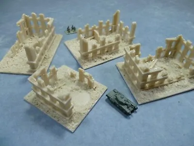 4 Resin Ruined Office Buildings For 6mm Wargames 1/300th And 1/285th Scale • £9.99