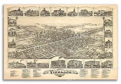 Vineland New Jersey 1885 Historic Panoramic Town Map - 16x24 • $13.95