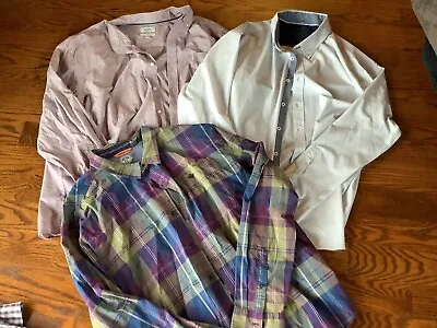 Lot Of 3 Shirt Men's 2X Long Sleeve Button Down XXL Gently Used Dress Shirts • $6.50