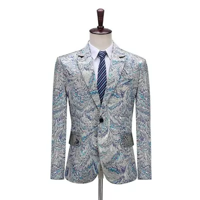 Men's Blazers Jacket Costume Party Dress Nightclub Peacock Jacquard Tuxedo Lapel • $55.55