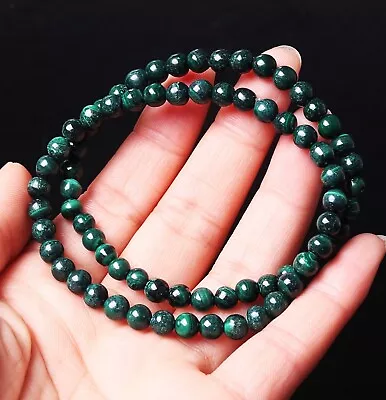 5.5mm 2pcs Genuine Natural Green Malachite Gemstone Beads Bracelet • $0.99