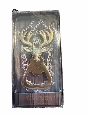 Deer Solid Metal Hand Held Bottle Opener Elk Antlers Man Cave Gift Gold New • $6.97