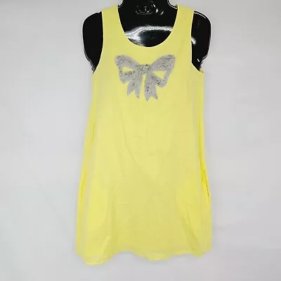 Va Va By Joy Han Dress Size XS Womens Sleeveless Yellow Beaded Bow Pin-Up • $29.99