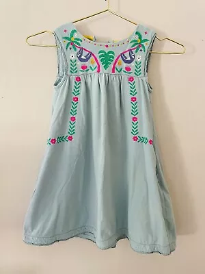 Girl’s Mini Boden Sleeveless Cotton Dress- Size 5/6- Embroidered Sloths • $25