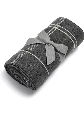 Mamas & Papas Small Knitted Blanket Grey Check • £19.99