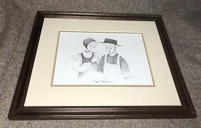 Rare P Buckley Moss Pencil Sketch Drawing Print True Friends Amish Boy & Girl • $44.95