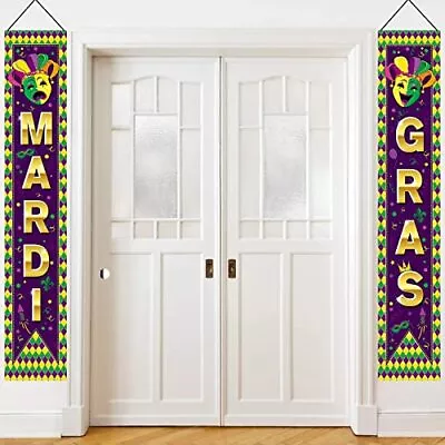 Mardi Gras Porch Sign Mardi Gras Party Decorations Hanging Banner For New Orl... • $11.77