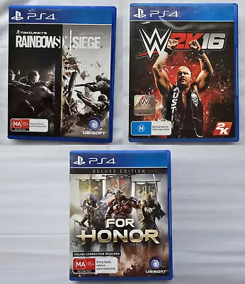 Playstation 4 Games X3 Rainbow Seige W2K 16 For Honor Exc Cond  | FREE POST 📺📫 • $45