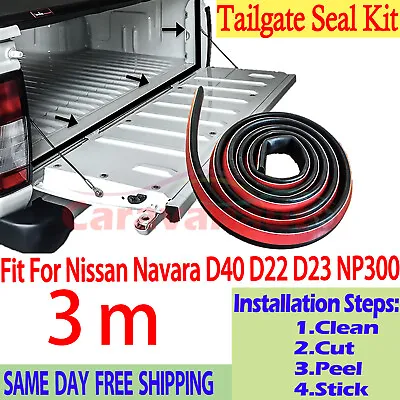 Rubber Tail Gate Seal UTE Tailgate Seal Kit For Nissan Navara D40 D22 D23 NP300 • $23.99