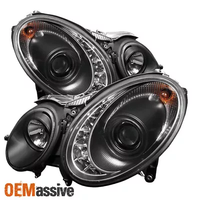 Fits Black 07-09 Mercedes W211 E-Class DRL LED  Strip Projector Headlights Lamps • $322.99