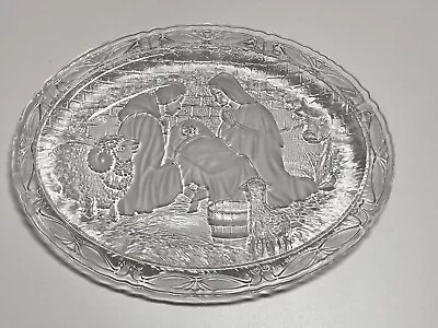 MIKASA Nativity Scene Embossed Frosted Crystal Plaque Plate Christmas 7”x9” • $11.99