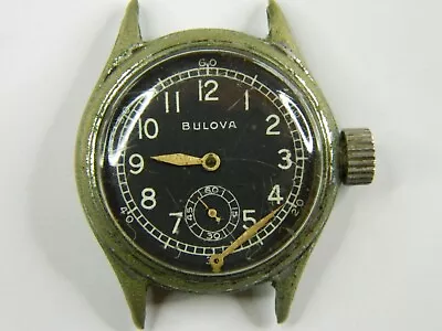 Vintage 1943 Ww2 Bulova 10ak 17j Military Mens Pilot Watch - Runs Well - Repair • $195