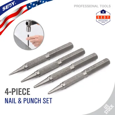 $6.96 • Buy 4 Pc Nail & Center Punch Set Mark Point Drilling Screws 1/32  1/16  3/32  1/8 