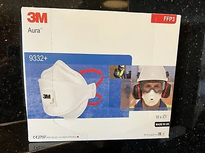 3M™ Aura™ 9332+ FFP3 Valved Respirator Face Mask Box Of 10 Disposable Dust Mask • £9.99