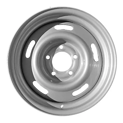 Steel Rally Wheel 15X8 5 Slot Silver 5X4.75 Bolt Pattern 4 Inch Back Space 69-82 • $98.67