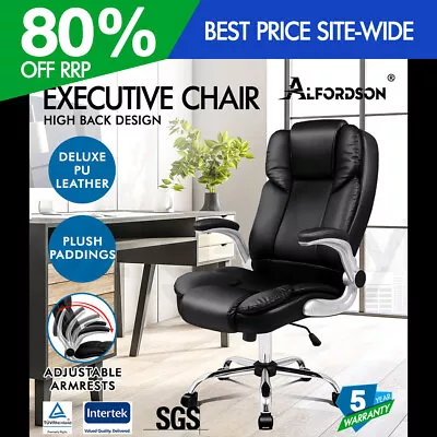 ALFORDSON Office Chair Executive Computer Gaming Racer PU Leather Work Seat • $139.95