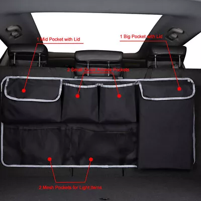 1x Car Rear Trunk Organizer Seat Storage Bag Holder Net Pocket Accessories Black • $29.25