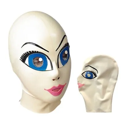 Anime Eyes Latex Hood Drama Cosplay Maid Rubber Mask Clubwear Fetish Costume • £45.10