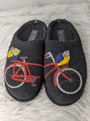 Haflinger Flair AR Radl Bicycle Bike Wool Arch Slipper Black Size 39 US 8 Clog S • £27.41