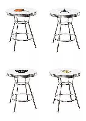 Bar Table White Top NFL Chrome Football Team Logo Glass Option Man Cave Game  • $299.88