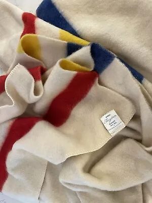 Hudson Bay TYPE Wool Blanket Montgomery Ward & Co FleecyDown 6’x7.5’ LARGE Clean • $150