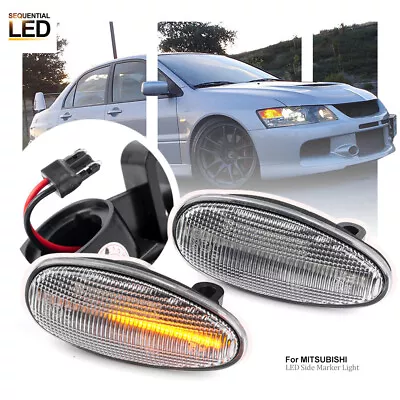 Clear Sequential LED Fender Side Marker Light For JDM Mitsubishi Evo 5 6 7 8 9 • $26.99