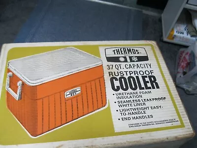 Vintage Thermos 37 Quart Model #7719 Orange Rustproof Ice Cooler Sealed In Box • $49.50