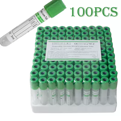 Carejoy Hospital Lab Vacuum Blood Collection Tubes Heparin Sodium Tubes100pcs • $25.75