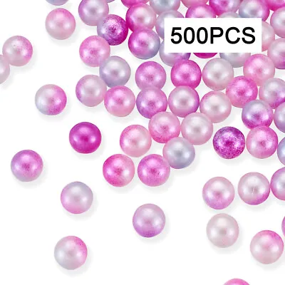 500pcs Pink Acrylic Loose Beads Imitated Pearl 6mm No Hole For DIY Decoration • £4.79