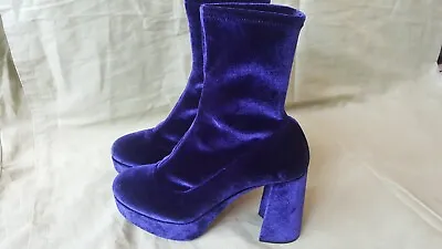 Miu Miu Platform Ankle Boot Shoes Stretch . Volvet  Blue Size 37.5 • £150