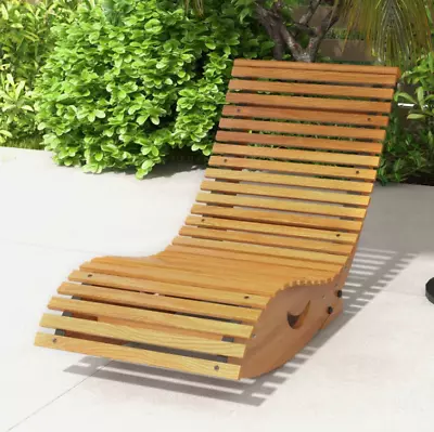 Rustic Sun Lounger Outdoor Garden Rocking Chair Wooden Patio Day Bed Swing Seat • £89.90