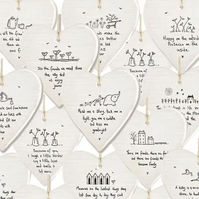 £4.94 • Buy Porcelain Hanging Hearts | Keepsake Sentiment Gift Sayings Quotes Family Friends