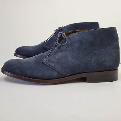 J. Crew Boots Mens 10.5 Blue Suede BENNETT Chukka Leather Shoes Lace 05704 • $43.99