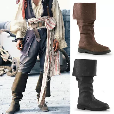 Retro Medieval Viking Pirate Men Boots Nordic Jackboot Renaissance Steampunk • $22.93