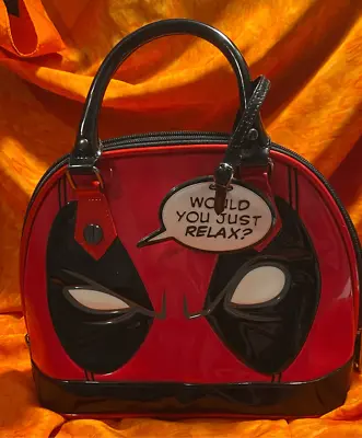 Loungefly Women's Deadpool Eyes Marvel Anime Hero Mini Dome Purse Hand Bag Red • £85.49