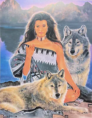 Maija Native American Wolf Art Print Call Of The Wild S/N W/COA (22 X28 ) • $89.95