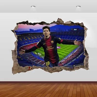 £10.99 • Buy Lionel Messi  Nou Camp Football Club Stadium 3D Smashed Wall Sticker Poster 790