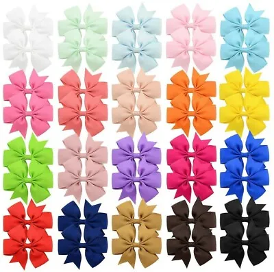 $11.99 • Buy 40 Pcs In Pairs 3  Boutique Hair Bows Clips Accessories For Girls Toddlers Kids