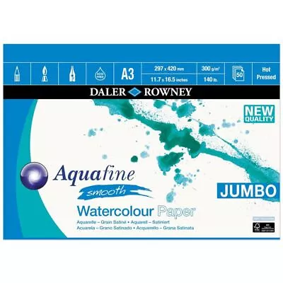 Daler Rowney Aquafine Jumbo Watercolour Smooth Pad A3 300gsm • £40