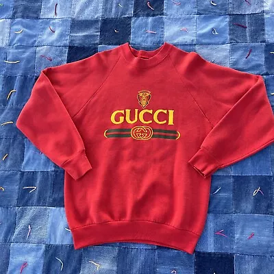 VINTAGE GUCCI Crewneck Sweatshirt Bootleg Fruit Of The Loom 80s 90s • $99