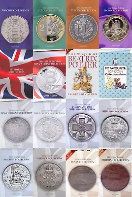 British Coin Hunt Collectors Albums £5 £2 50p 10p Pre Decimal Silver Copper [C] • £19.95