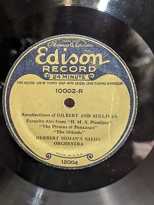 Edison Record  * 10  * Long Playing * 24 Minute * Disc #10002 • $176