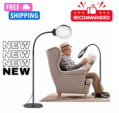 5X Magnifying Glass With Light And Stand 36 LED Dimmable Floor Magnifying Lamp • $59.99