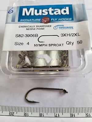 Mustad  Nymph Sproat   S82-3906B  3XH/2XL  Qty 50  Size # 4  Fly Tying Hooks • $9.44