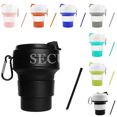 350ML Collapsible Silicone Coffee Cup Mug Reusable Travel Foldable Leak Proof • £11.42